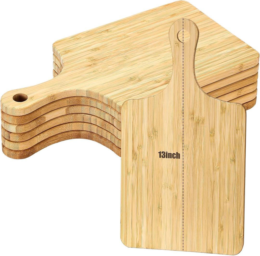 Lounsweer 6 Pcs Thicken Cutting Board Bulk Wood Board for Chopping Serving Charcuterie Material for Laser Engraving Mother' Day Wedding Housewarming Gift (13 x 7 inches)