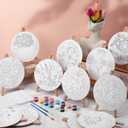 Supervitae 72 Piece Spring Floral 5.9" Round Pre Drawn Canvas Kit Spring Paint and Sip Kit with Pictures Paints Easels Brushes for Kids Adults DIY Painting Holiday Easter Party Gifts