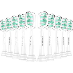 Aoremon Replacement Heads for Philips Sonicare c2 c1 Brush Head Compatible with Phillips Sonicare and More Click-on Electric Toothbrush, 10 Pack