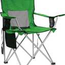 HULKFIT Folding Camping Chairs, Portable Outdoor Beach Lawn Chair for Adults with Carry Bag & Built-in Cup Holder, Casual Foldable Chair for Picnic Fishing Garden,Grass Green