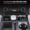 Center Console Compartment Cover for Ford F150 2021-2025 & Lightning XLT 2022-2024, Front Interior Storage Cubby Lid Hidden Secret Pocket Panel with USB Hole (For Open Pocket in Front of Shifter)