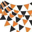 GCQQ Black Orange Banner Decoration 40Ft Halloween Pennant Banner 42Pcs Fabric Cotton Triangle Pennant Flags Banners for Fall Halloween Grad Birthday Bridal Shower Wedding Party Decor