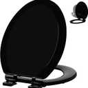 Angol Shiold Quiet-Close Molded Wood Toilet Seat with Non-Slip Adjustable Hinges, Anti-Pinch Bumpers, Easy Install & CleanBlack, Elongated 18.5''