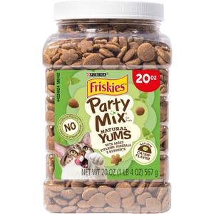 Purina Friskies Made in USA Facilities, Natural Cat Treats, Party Mix Natural Yums Catnip Flavor - 20 Ounce (Pack of 1) (EXP 09/01/26)