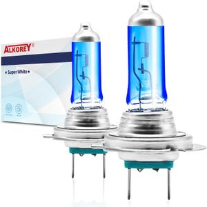 ALKOREY-H7 12V 55W Px26d Car Headlight Bulb,Auto Halogen Lamp,5000K Super White Automotive Headlamp Hight/Low Beam Fog Light,2 PACK