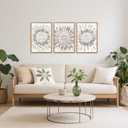 CHDITB Modern Floral Burst Framed Canvas Wall Art Set, Nature Flower Petal Wall Decor, Neutral Beige and Gray Botanical Painting, Contemporary Art Prints for Living Room Bedroom Office-16 x24 x3