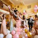 2026 Prom Balloon Boxes Decoration, 4 Pcs Pink Clear Grad Balloon Boxes with Letters Graduation Hat Card Column Standup Photo Booth 2026 Prom Backdrop for Senior High Graduation Decoration