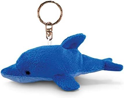 Puzzled Dolphin Plush Keychain Stuffed Animal Toy - Soft Plush Ocean Life Animal Blue Dolphin Charm Keyring, Decorative Plush Toy Accessory - 4 Inches
