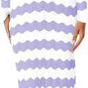 Saodimallsu Womens Crochet Summer Maxi Dress Striped Sexy Cut Out V Neck Long Sleeve Knit Cover Up Beach Dresses (Purple)