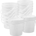 10 Pack 0.9 Gallon White Plastic Buckets with Lids and Handles Portable Storage Containers for Dry Food, Paint, Camping, Fishing Supplies