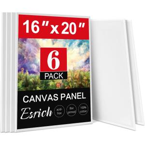 ESRICH Canvases for Painting 16x20 Inch, 6 Pack Canvas Boards for Painting Cotton Primed Acid Free Large Blank Canvas Panels for Oil Paint, Watercolor, Acrylic Paint, Gouache and Tempera. (16*20in 6pack)