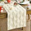 Artoid Mode Christmas Trees Beige Soft Plush Faux Fur Jacquard Christmas Table Runner, Holiday Kitchen Dining Table Decoration for Home Party Decor 13x90 Inch