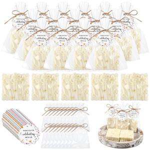 Demissle 20 Pcs Baby Shower Soap Favors Wildflowers Baby Shower in Bloom Flower Bath Soap Gift Set with White Greeting Card Handmade Gifts for Guests Decorations Supplies (White Color,Chic Style)