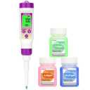 pH Meter Food Digital Electronic pH Tester for Fermentation 3*50ml pH Buffer Calibration Solution Kits Hot Sauce Food Tester Probe for Cheese Sourdough pH Temperature pH Test Strips for Acidity