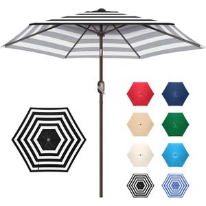 7.5Ft/9Ft Patio Umbrella, UV Protect Pool Umbrella with Heavy Duty Pole,Outdoor Umbrella with Push Botton Tilt & Crank