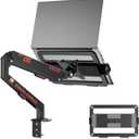 Laptop Mount for Desk (11.3"-17.3"), 360 Rotating Foldable Laptops Arm Mount with Gas Spring, Heavy Duty Aluminum Adjustable Laptop Stand with Clamp/Grommet (Black)