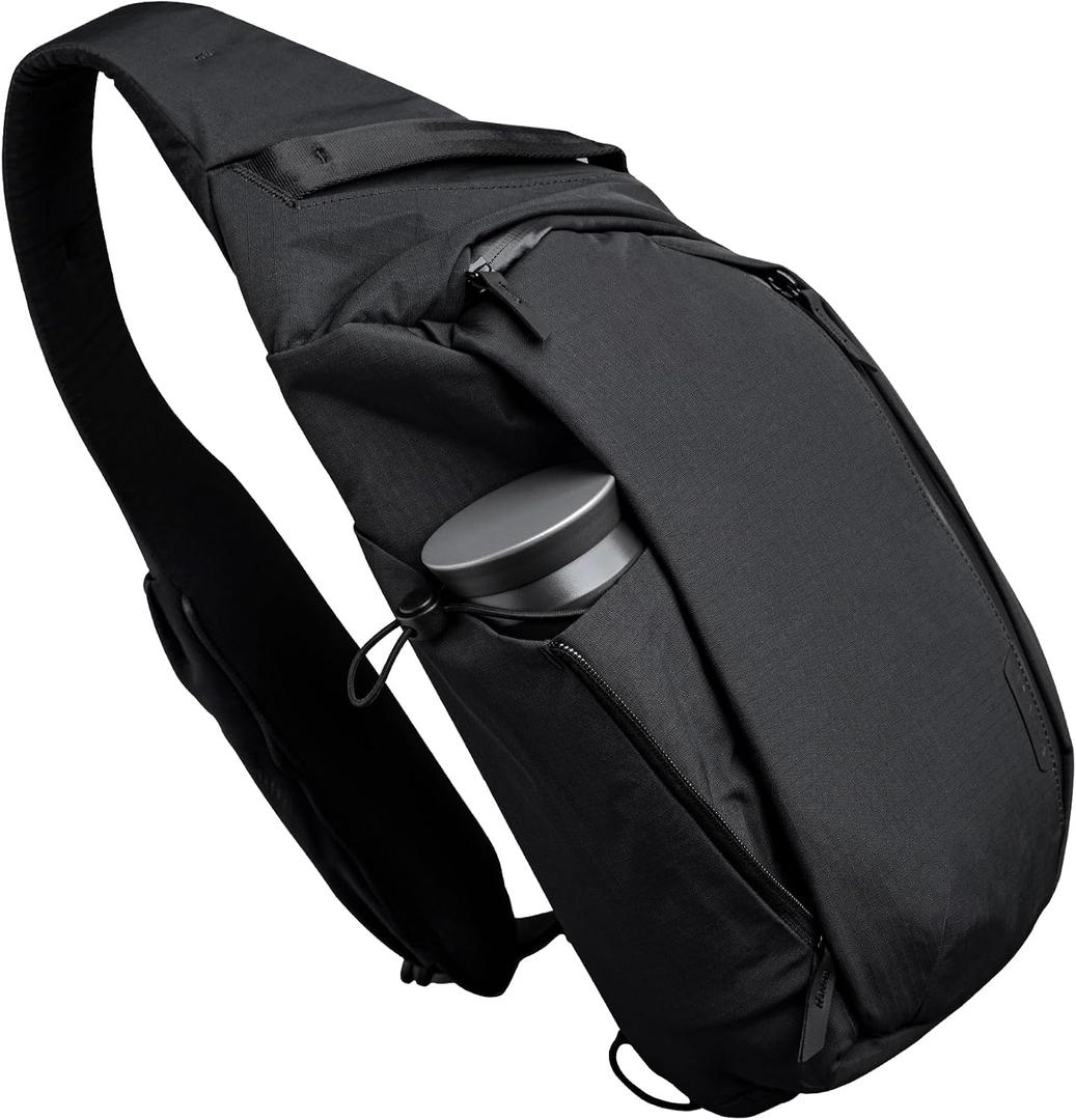 ALPAKA Metro Crossbody Left Shoulder 7.5L - Crossbody Bag Men,Sling Backpack - Fits 11" Tablet - Single Shoulder with YKK Zipper - Expandable Water Bottle Pocket - Phone Sleeve- Black Axoflux 210D