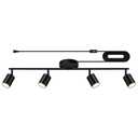 Plug in Track Lighting LED, Track Lighting Fixtures Ceiling, Black 4-Light Kitchen Light Kit, Plug in Wall Light with 14.8ft Power Cord, Rotatable Ceiling Spotlight for Bedroom(GU10 Socket, NO Bulb)
