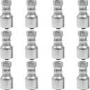 12 Pack 3/8" Hose x 3/8" JIC 37 Hydraulic Fittings, Female Swivel Crimp Coupling with Zinc/Chrome Plating, for Hydraulic Systems Construction Agricultural Equipment
