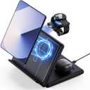 Wireless Charger for Samsung/Android, 3 in 1 Foldable Phone Charging Station/Stand for Galaxy Z Fold/Flip 6/5/4, S25/S24/S23/S22, Travel Watch Charger for Samsung Watch 7/6/5/4,for Buds3/2 Pro(Black)