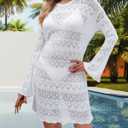 CiCiBird Women Swimsuit Crochet Cover Up Swim Bathing Suit Swimwear Summer Bikini Beach Dress (White, M)
