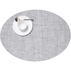 Chilewich Mini Basketweave Placemats - Woven Placemats Set of 4 - Reusable, Stain-Resistant, Indoor/Outdoor Tabletop Protection - Mist - 14" x 19.25" Oval