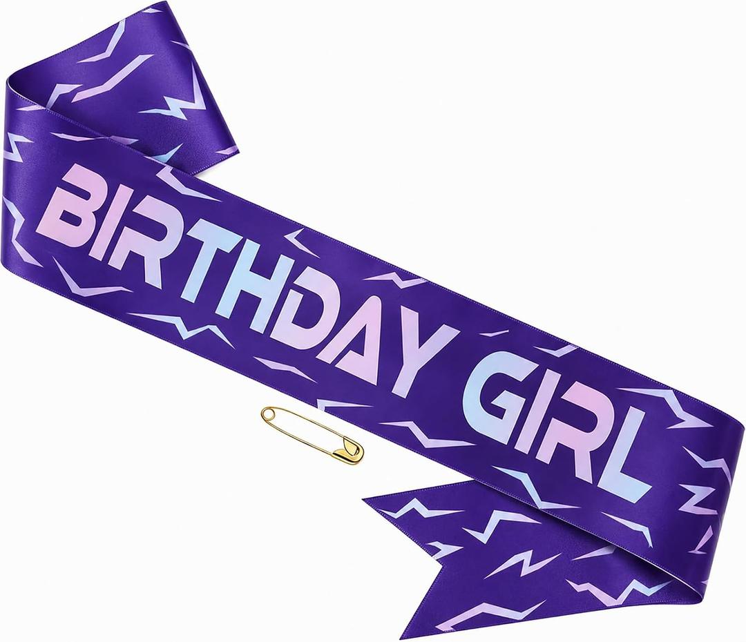 4 x Birthday Girl Sash, Purple Kpop Birthday Decorations Movie Theme Party Decorations for Fans, Happy Birthday Decorations for Party Birthday Graduation Bachelor (#Purple 1)