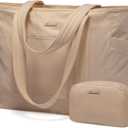 LOVEVOOK Tote Bag for Women, Lightweight Gym Tote Bag with Zipper, Work Tote with Laptop Pocket, Nurse Dance Yoga Bag for Travel (Large, Khaki)