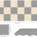qqpp EVA Rubber 18 Tiles Interlocking Puzzle Foam Floor Mats - Baby Play Mat for Playing | Exercise Mat for Home Workout. Beige, Gray. QC-JLb18N