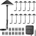 LED Low Voltage Pathway Lights 5W 2700K LED Outdoor Landscape Lighting with Photocell 12-24V Cast-Aluminum Low Voltage Lights IP66 Waterproof Landscape Spotights for Path Garden Yard,12 Pack