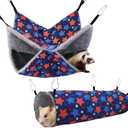 petonfun Ferret Rat Hammock Set Guinea Pig Hideout Bed,Soft Hamster Toys Hanging Tunnels and Tubes,Plush Small Animal Pet Chinchilla for Cage Accessories Hide,Play and Sleep,2 Pack,Blue Star