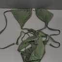 Eomenie Ribbed Bikini Sets for Women Sexy Halter Triangle Top Two Piece Bathing Suit Tie Side Swimsuit (Army Green, XS)