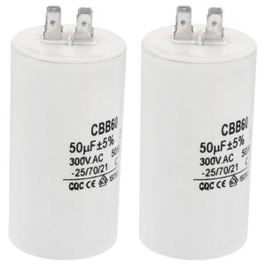PATIKIL CBB60 50uF Running Capacitor,2Pcs AC 300V 4 pins 50/60Hz Cylinder 1.91 x 3.67inch for Water Pumps, Washing Machines Motor Start
