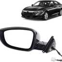 Dasbecan Left Driver Side Door Mirror Compatible with Honda Accord LX Sport 1.5T 2018-2022 Power |Non-Heated|Paint to Match Repalces# HO1320328,76258-TVA-A02 (3Pins-Black)