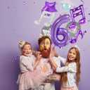 Purple Music Birthday Party Decorations Magical Music Themed Party Supplies, Number 6 Balloon Set 40 Inch Large Number Foil Mylar Balloons