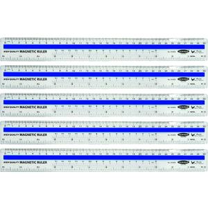 12 inch / 30 cm Magnetic Plastic Transparent Ruler - Pack of 5 by YOSOGO