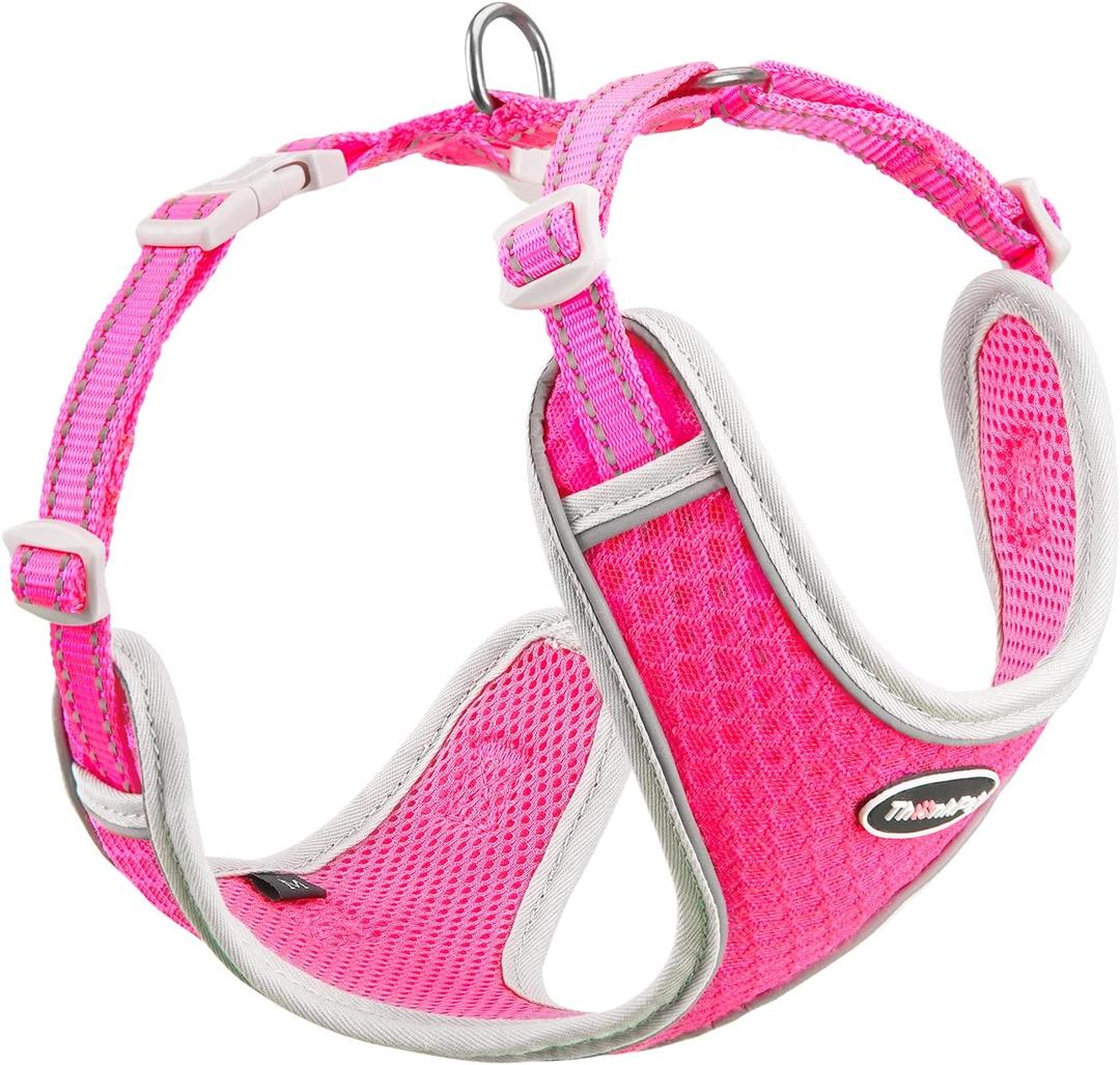 ThinkPet Reflective Breathable Soft Air Mesh No Pull Puppy Choke Free Over Head Vest Harness for Puppy Small Medium Dogs and Cats Rose Red Large (Large (Pack of 1)) ThinkPet Reflective Breathable Soft Air Mesh No Pull Puppy Choke Free Over Head Vest Harness for Puppy Small Medium Dogs and Cats Rose Red Large (Large (Pack of 1))