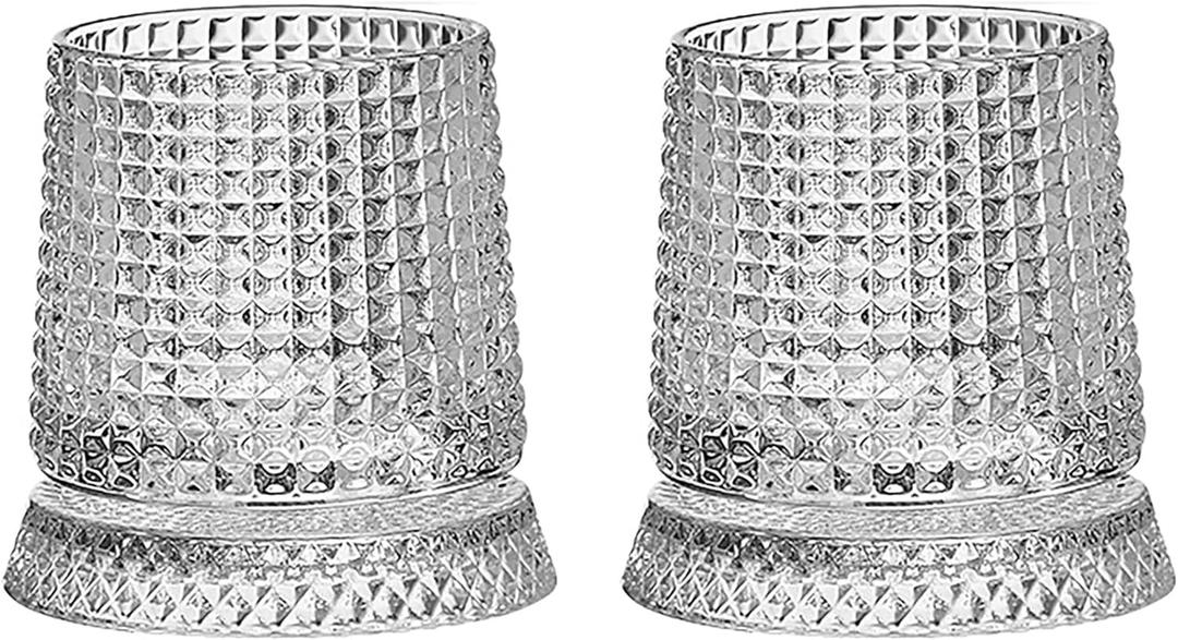 360 Rotating Whiskey wine glass with Swivel Base (hammered texture)