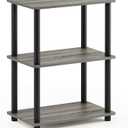 Furinno Rata 3-Tier Industrial Multipurpose Flat Base Shelf Display Rack, French Oak Grey