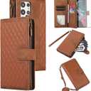 Asuwish Phone Case for Samsung Galaxy S23 Ultra 5G Wallet Cover with Tempered Glass Screen Protector and Wrist Strap Flip Zipper Credit Card Holder Cell S23Ultra 23S S 23 23Ultra 6.8 inch Women Brown