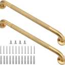 Shower Grab Bar, 2 Pack 24 Inch Gold Bathroom Grab Bar, 1.25" Diameter 304 Stainless Steel Anti-Slip Grab Bars for Bathtubs and Showers, Handicap Shower Grab Bar for Seniors Elderly