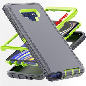 For Note 9 Case,[Military Grade] 3 in 1 Full Body Shockproof Dust/Drop Proof Heavy Duty Protection Cover,for Samsung Galaxy Note 9 6.4 Inch,Green+Grey