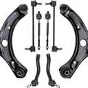 8PCS Front Lower Control Arm with Ball Joint Tie Rods Sway Bar Suspension Kit for 20122019 Nissan Versa, 20142019 Versa Note, 20152019 Micra