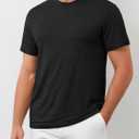ZDC Mens Short Sleeve Shirts Summer Casual Crew Neck T Shirts Classic Basic Tee (Black, L)