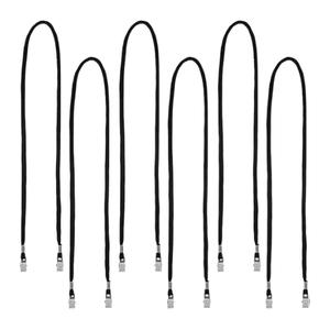 Apojgitn 6PCS Napkin Holder, Adjustable Lanyard Bib Clips, Reusable Neck Strap With Metal Clips for Dental Clinic Home Care, Seniors and Daily Meals, Running Number Holder - Black