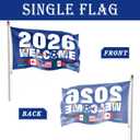 2026 Welcome World Soccer Flag Blue with Country Flag 5x3 Feet (150x90cm) Single Sided with 2 Grommets