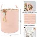 XUANGUO Cotton Rope Laundry Basket Hamper for Clothes Woven Storage Basket for Living Room Bedroom Boho Tall Rope Baskets for Blanket Toys Pillow Towels Baby Nursery Hamper Bin coral pink