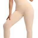 SHAPERX Hourglass Leggings 360 Compression 2 Sizes Look Full Body Shaper Breathable No Roll Down (Beige, S)