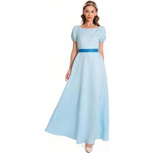 Sinastar Womens Blue Dress Costume Girls Cosplay Summer Dress Blue Bow Tie Hairwear Belt Adults Halloween Outfits (Medium)