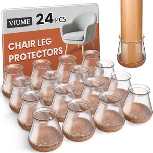 24 Pcs Chair Leg Floor Protectors for Hardwood Floors Silicone Covers to Protect Wood Tile Floors Scratches Felt Pads Furniture Leg Caps No Noise (Fit:0.5"-0.78") (Universal XS)